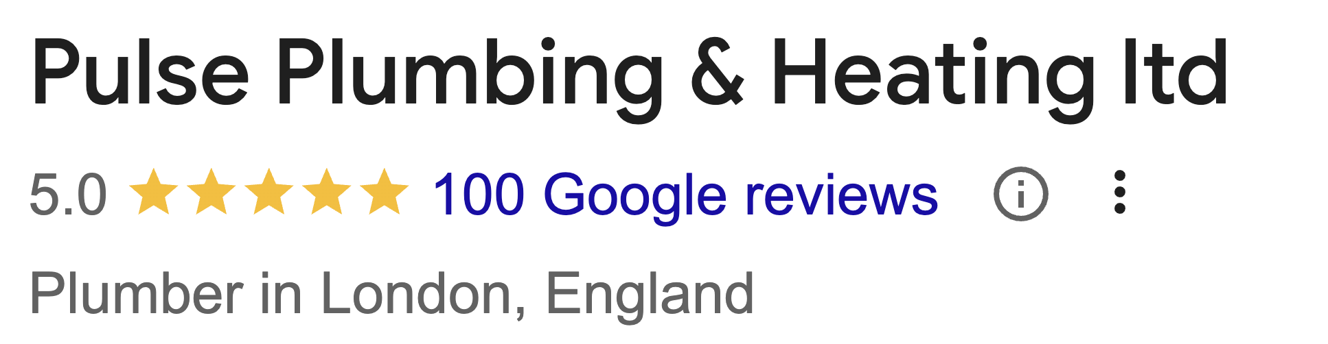 Pulse Plumbing 100 x 5 Star Reviews